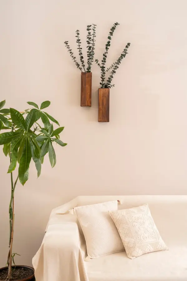 Wood Wall Pocket | Wood Hanging Vase for Greenery or Dried Flowers - Image 2